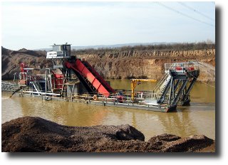 Eimerkettenbagger schwimmend